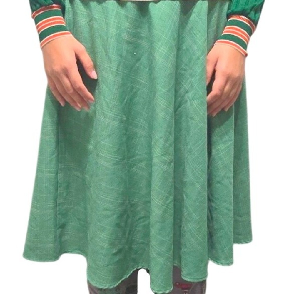 VTG CHERISH Women's a-line skirt beltloops zipper rayon blend shamrock green L